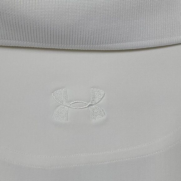 Under Armour White HeatGear Men's Polo Shirt Large Short Sleeve Jersey Knit UA - Picture 4 of 8